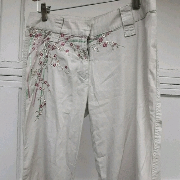 Vintage Embroidered Skinny Pants Tie String Ankle - Picture 9 of 15